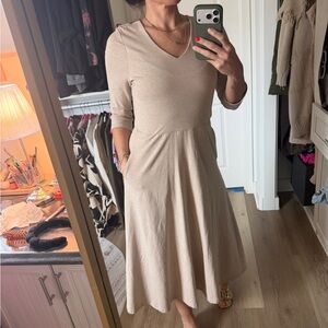 PACT Beige V-Neck Dress